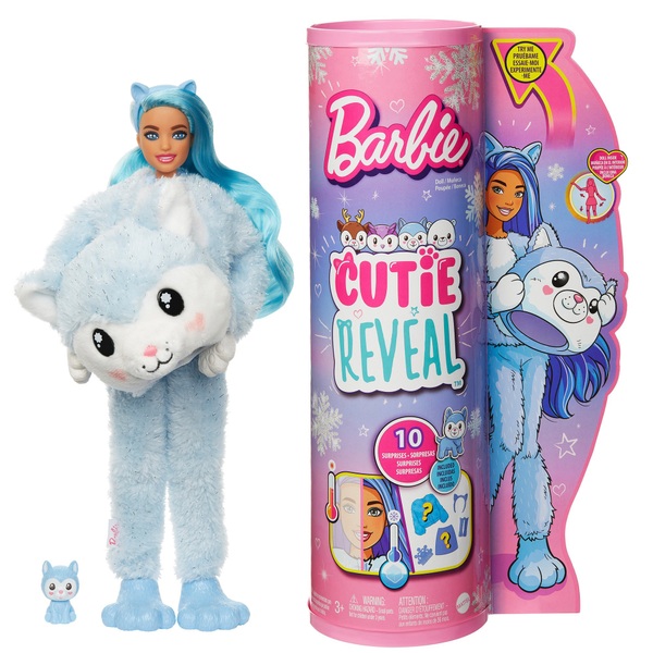 Barbie Cutie Reveal Doll with Husky Plush Costume and 10 Surprises | Smyths Toys UK