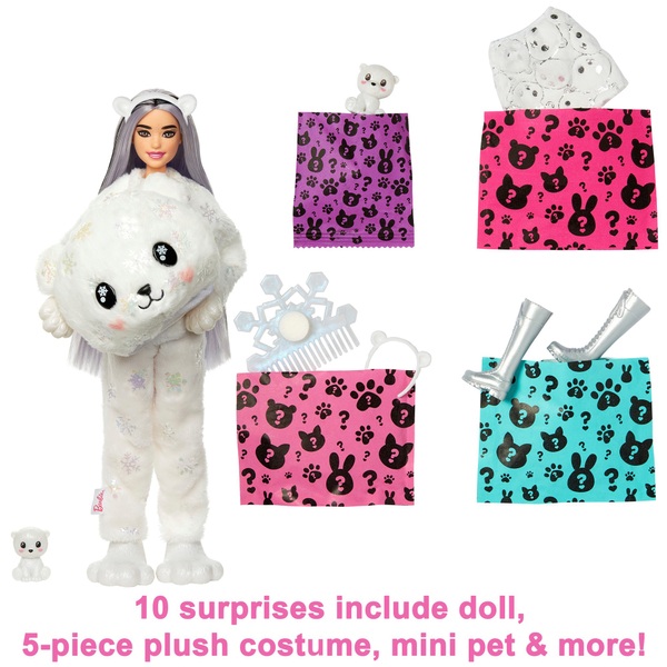 Barbie Cutie Reveal Doll with Polar Bear Plush Costume and 10 Surprises ...