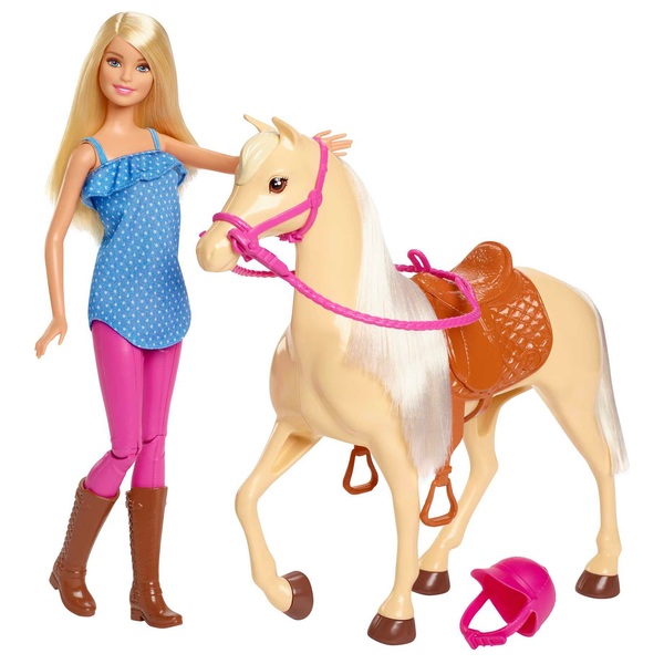Dierentuin nicht Ezel Barbie paard en ruiter pop blond met accessoires | Smyths Toys Nederland