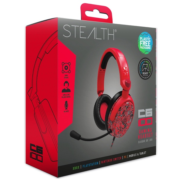 Stealth C6 100 Gaming Headset For Xbox Ps4ps5 Switch Pc And Mobile Red Digital Camo Smyths 2152