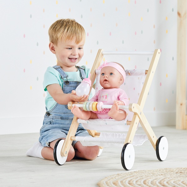 Dimples Wooden Teardrop Doll's Stroller Smyths Toys UK