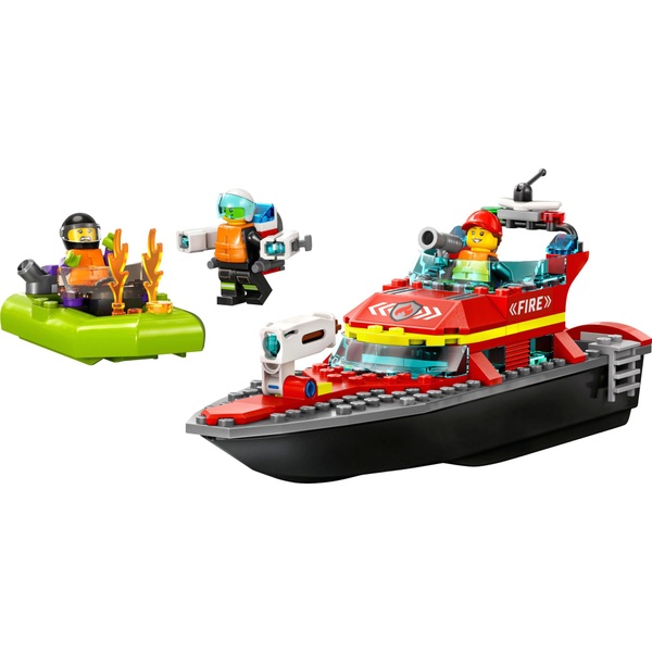 LEGO City Fire 60373 Rescue Boat Toy Building Set | Smyths Toys UK