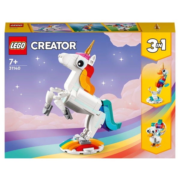 LEGO Creator 3 in 1 31140 Magical Unicorn Toy Animal Playset | Smyths Toys  UK