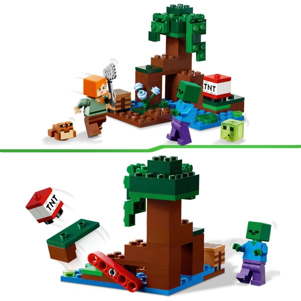 LEGO Minecraft 21240 The Swamp Adventure Set with Figures | Smyths Toys ...