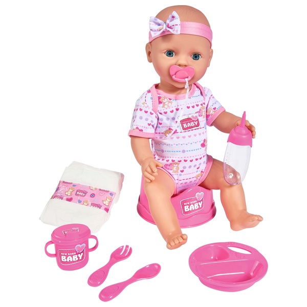 Zwijgend Veilig Cater New Born Baby pop met accessoires | Smyths Toys Nederland