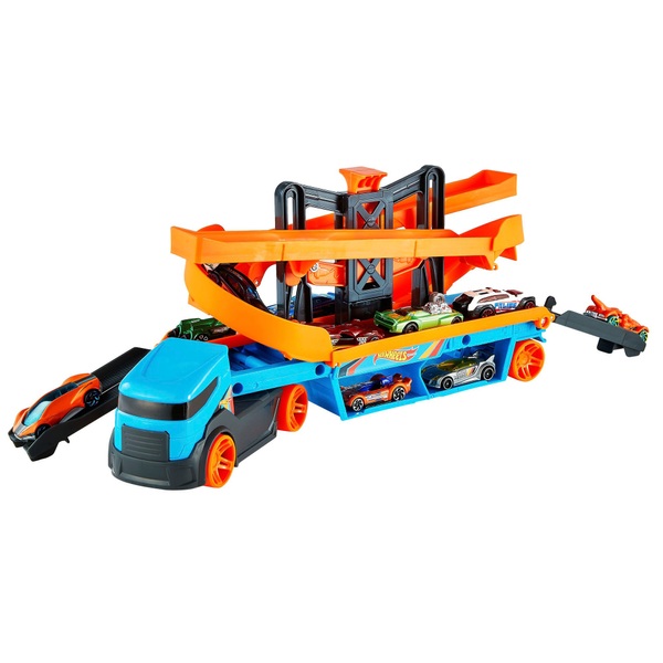 Hot Wheels Lift & Launch Hauler Playset with 10 DieCast Vehicles
