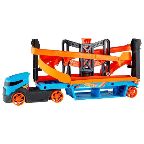 Hot Wheels Lift & Launch Hauler Playset with 10 DieCast Vehicles