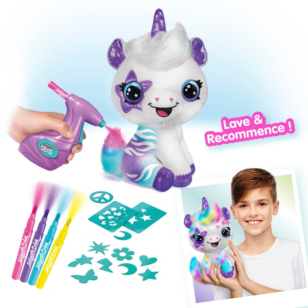 Peluche Licorne à Customiser Airbrush - Avec Feutres Et Pochoirs - Activité Créative Dès 6 Ans