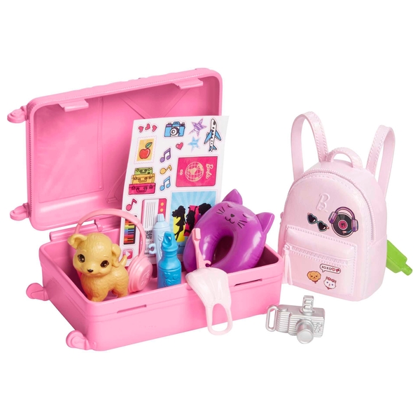 Barbie Travel Doll with Dog and Holiday Accessories Set Smyths Toys UK