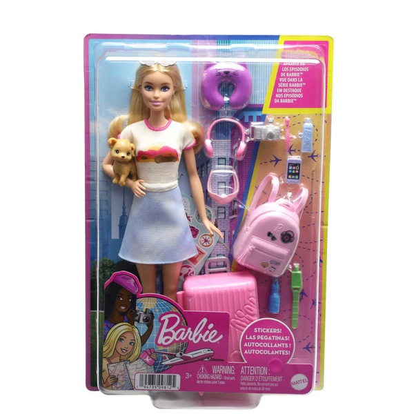 Barbie Travel Doll with Dog and Holiday Accessories Set | Smyths Toys UK