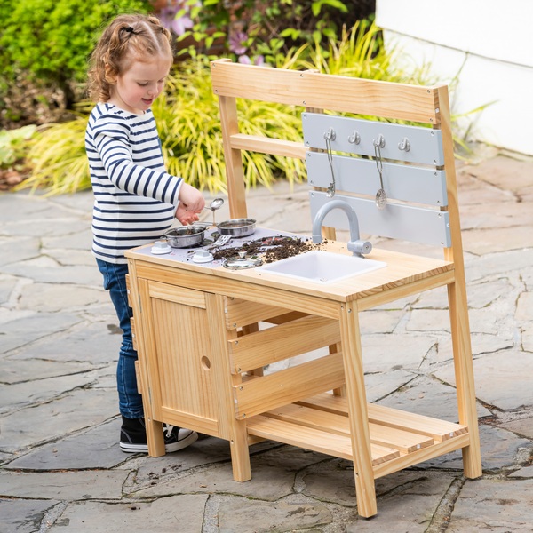 Wooden Mud Kitchen with accessories Smyths Toys UK