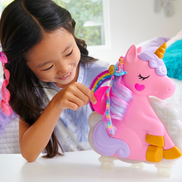 Polly Pocket Rainbow Unicorn Salon Playset Smyths Toys UK