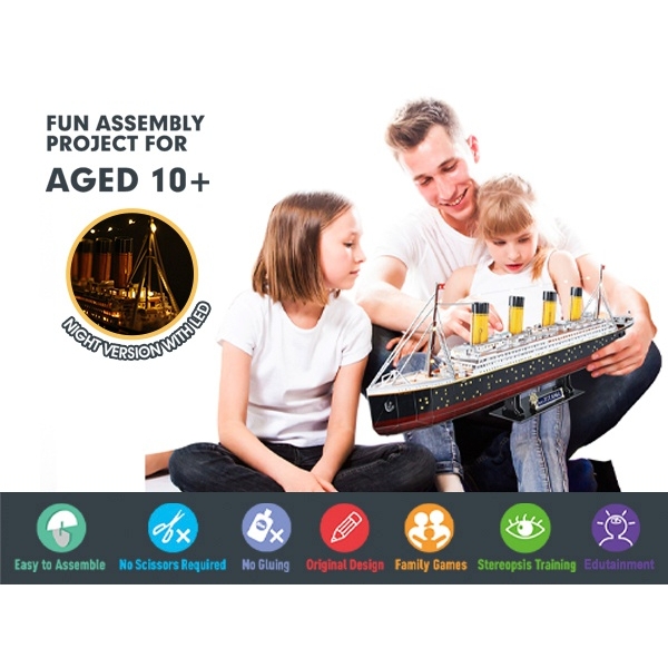 Cubic Fun Titanic 3D Puzzle with Lights 266 Pieces | Smyths Toys UK