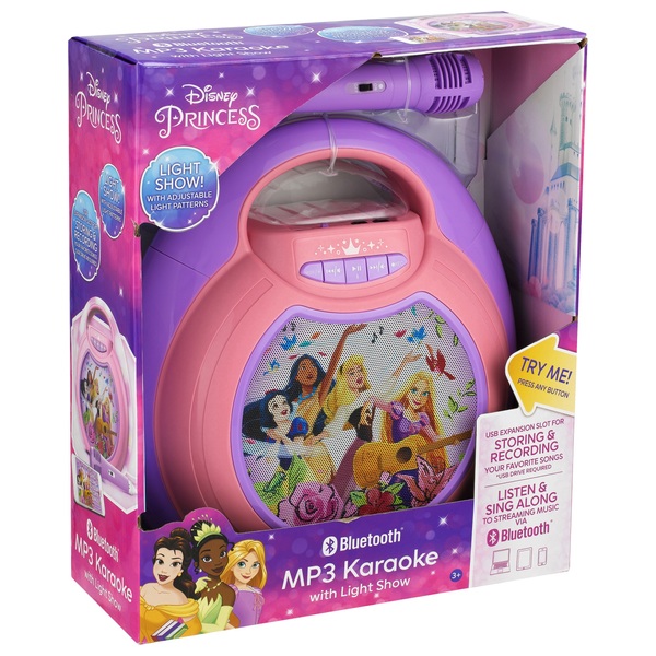 lecteur musical sans fil avec micros karaoké et fonctions Enregistrement et  Changement de Voix pour enfant Disney Princesses