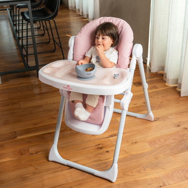 Babylo Hi Lo High Chair Pink Speckle Smyths Toys UK