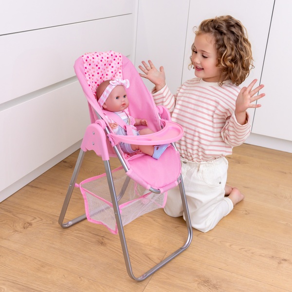 Pink Spot Print Doll's High Chair Smyths Toys UK