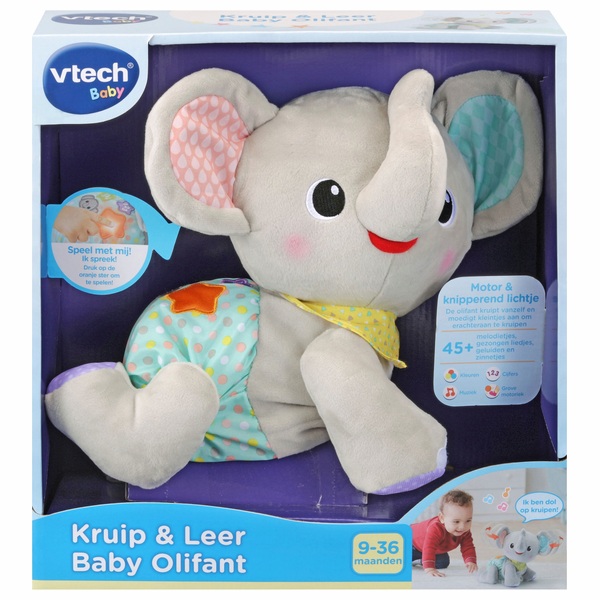 vacuüm Vooruitgaan Karu VTech Kruip & Leer Baby Olifant interactieve knuffel | Smyths Toys Nederland