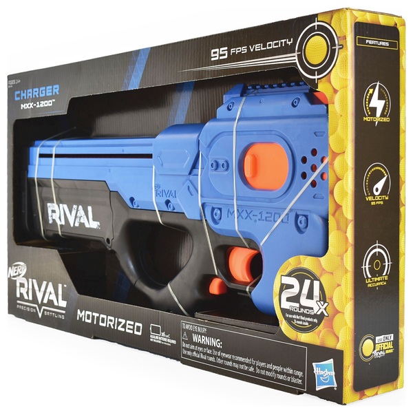 NERF Rival Charger MXX 1200 Blaster Blue | Smyths Toys UK