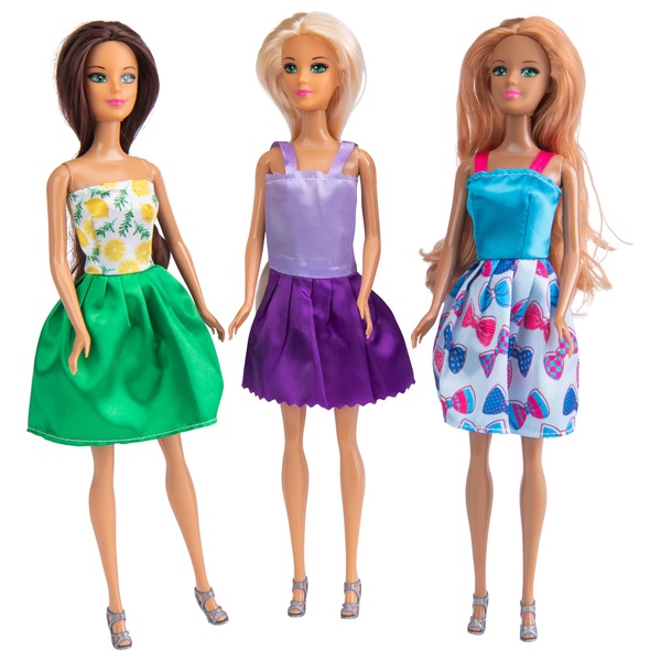 Fashion Doll 3 Pack with Dresses Smyths Toys UK