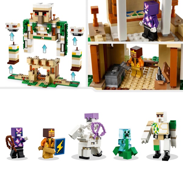 LEGO Minecraft 21250 The Iron Golem Fortress 2in1 Castle Playset ...