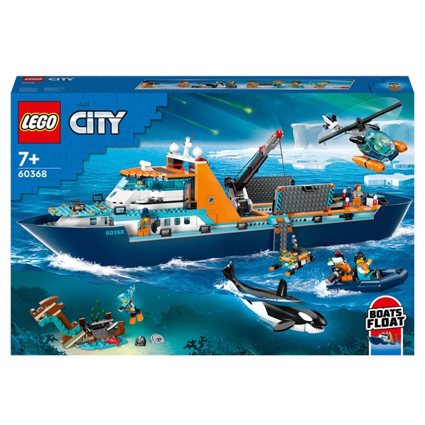LEGO City 60368 Arctic Explorer Ship Big Floating Boat Toy | Smyths Toys UK