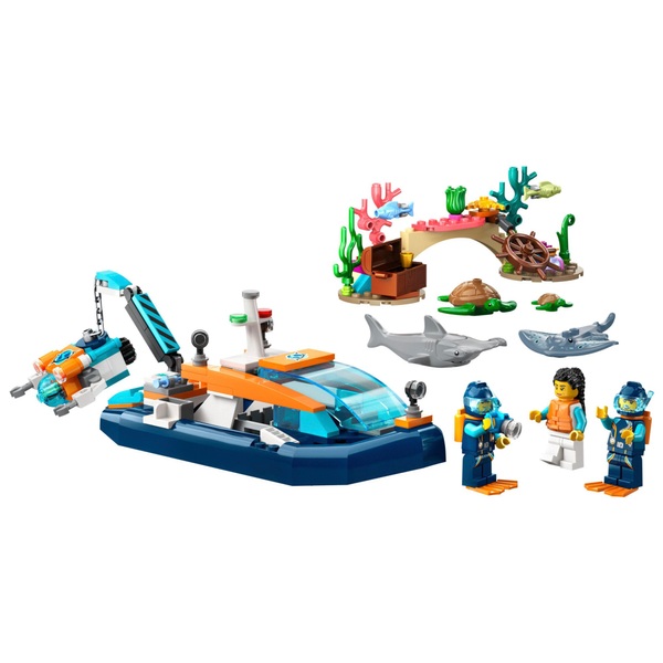 LEGO City 60377 Explorer Diving Boat Set with Submarine Toy | Smyths ...