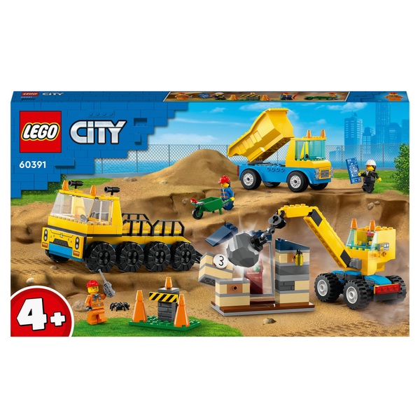 City 60391 Construction Trucks & Wrecking Ball Toys | Smyths Toys UK