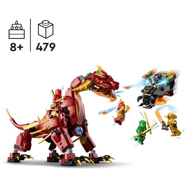 LEGO NINJAGO 71793 Heatwave Transforming Lava Dragon Building Playset ...