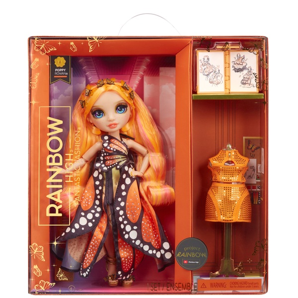 Rainbow High Fantastic Poppy Rowan Orange Doll Fashion Playset | Smyths ...