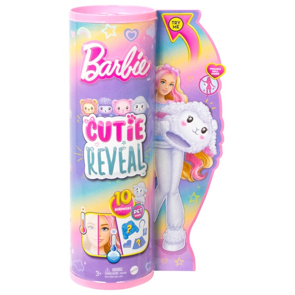 Barbie Cutie Reveal Cozy Cute Tees Doll with Lamb Plush Costume and 10  Surprises