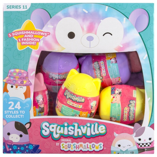 Squishmallow Squishville Mystery Mini Plush Assortment Blind Package - 1 Blind Pack Surprise Egg Bundle and 2 My Outlet Mall Stickers - Squishmallow