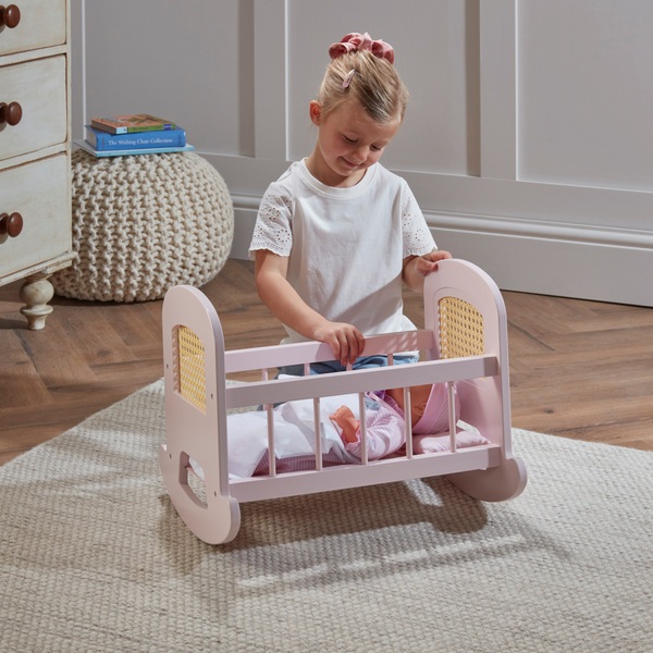 Dimples Wooden Rattan Doll Cradle | Smyths Toys UK