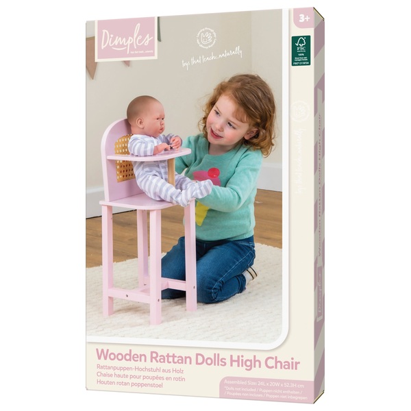 Chaise haute de poupée en bois