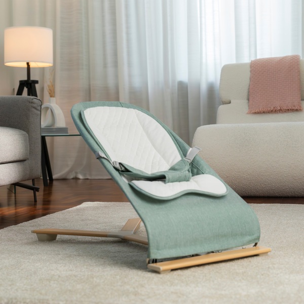 Nested Gravity Baby Bouncer Sage Green/Wood Smyths Toys UK