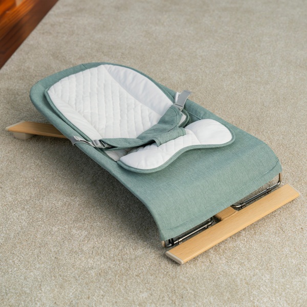 Nested Gravity Baby Bouncer Sage Green/Wood Smyths Toys UK