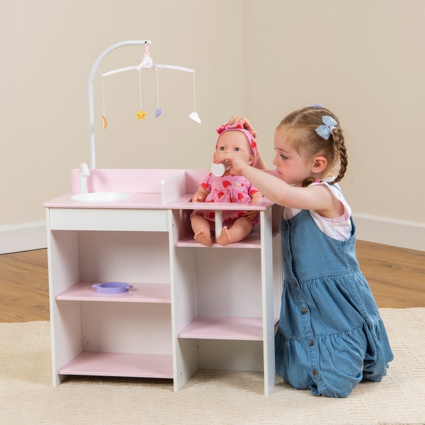 Wooden Nursery Dolls Changing Station with Storage Smyths Toys Ireland