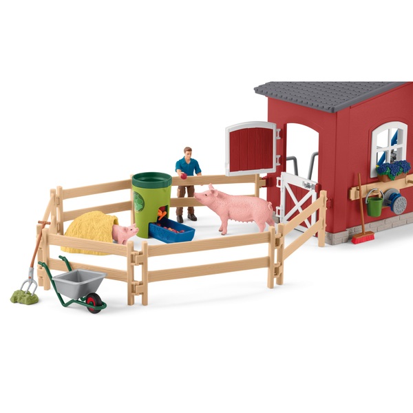 Schleich Red Farm Barn with Animals Playset | Smyths Toys Ireland