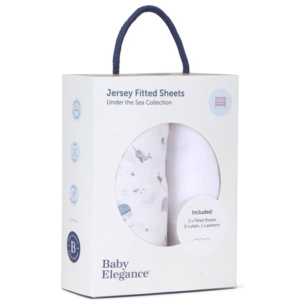 Baby Elegance 140x70cm Jersey Cotton Cot Bed Sheets 2 Pack Under the