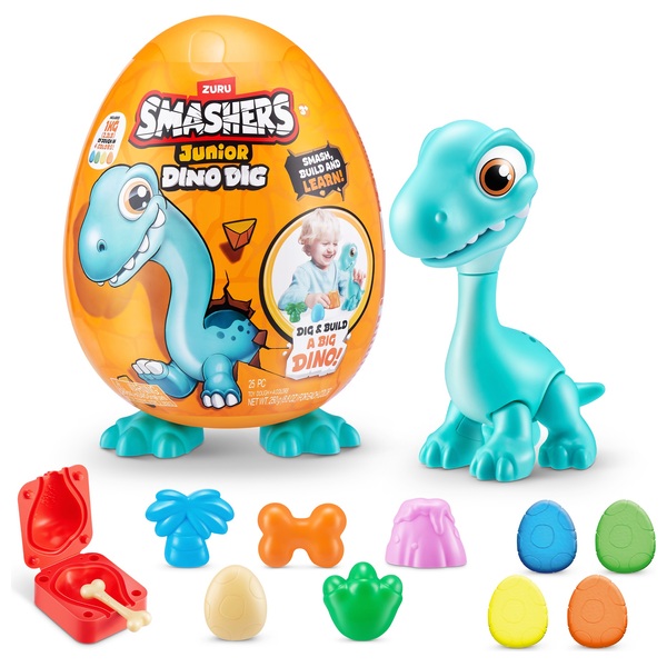 Smashers Junior Dino Dig Uovo | Gioco Sensoriale Per Bambini 18+ Mesi | Con 12 Sorprese E Pasta Modellabile