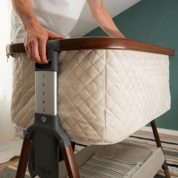 Tutti Bambini CoZee Luxe Bedside Crib Walnut & Cream Smyths Toys UK