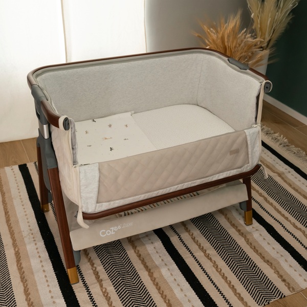 Tutti Bambini CoZee Luxe Bedside Crib Walnut Cream Smyths Toys Ireland