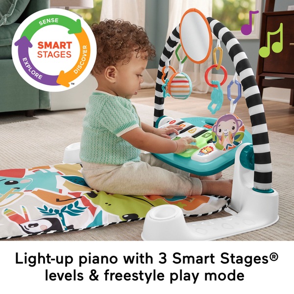 Fisher-Price Glow and Grow Kick & Play Piano Gym Blue | Smyths Toys UK