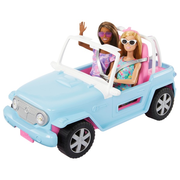 Barbie Jeep with 2 Dolls, Puppy and Accessories Set Smyths Toys UK