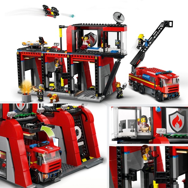 LEGO City 60414 Fire Station with Fire Engine Set | Smyths Toys UK