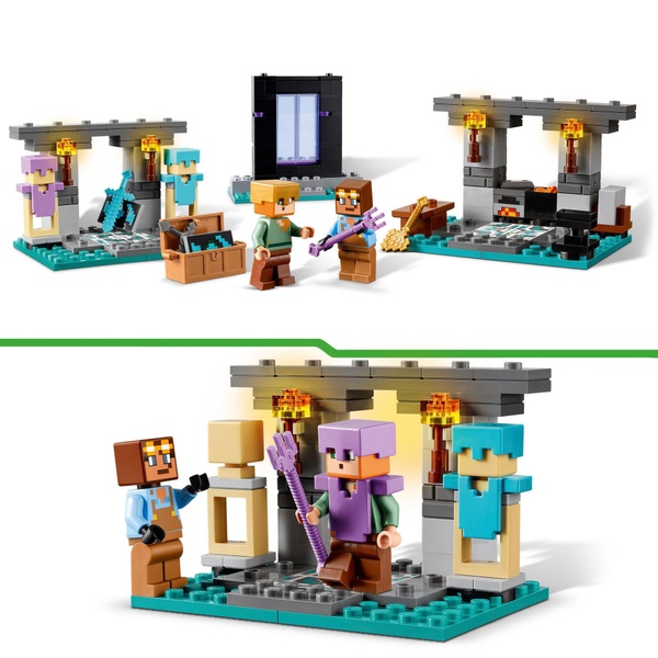 LEGO Minecraft 21252 The Armoury Toy with Character Figures | Smyths ...