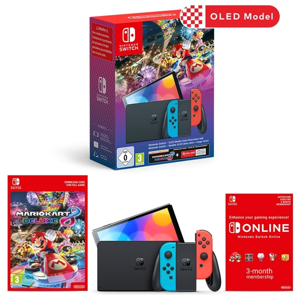  Nintendo Switch – OLED Model w/ Neon Red & Neon Blue