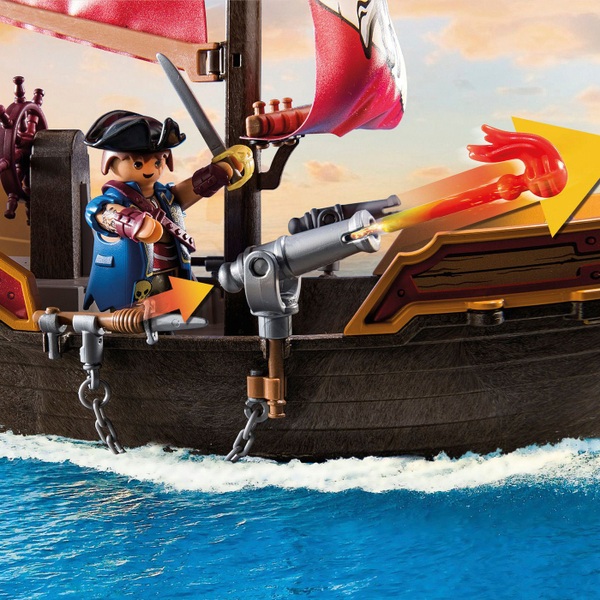 PLAYMOBIL Pirati Nave Pirata 71418 - Set Di Gioco Con 101 Pezzi, 2 Personaggi, Cannoni Mobili, Galleggiante, Per Bambini Da 4 Anni