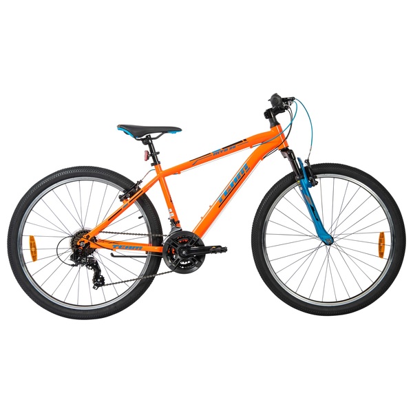 Orange and blue orders mountain bike