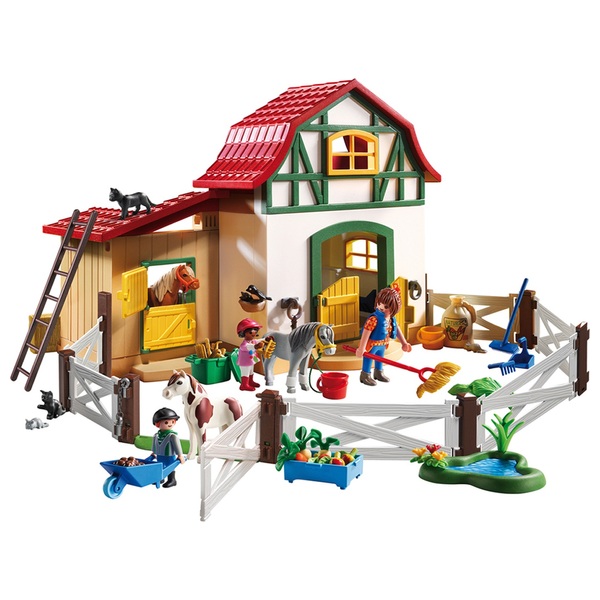 Playmobil 5684 Country Pony Farm with Pony Stalls and Storage Loft ...