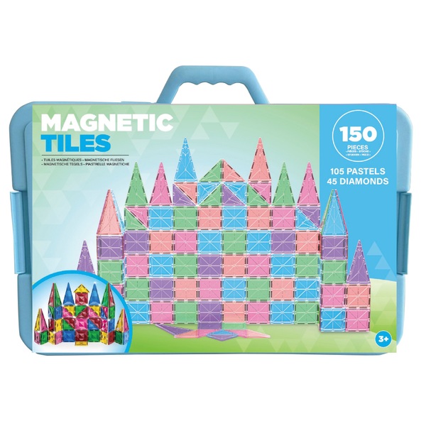 Magnetic Tiles 150 Piece Pastels Diamonds Storage Case Set Smyths Toys Ireland